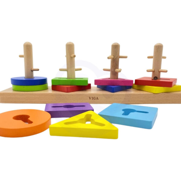 VIGA Drewniane klocki z sorterem kształtów Montessori - 009