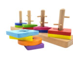 VIGA Drewniane klocki z sorterem kształtów Montessori - 011