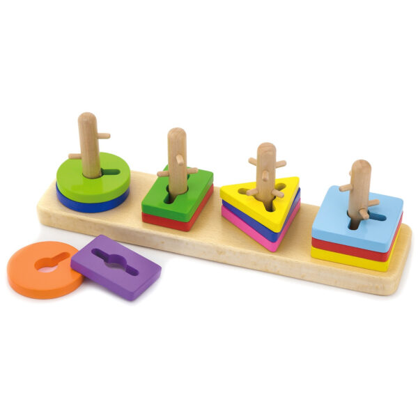 VIGA Drewniane klocki z sorterem kształtów Montessori - 013