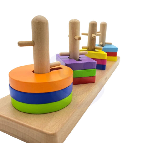 VIGA Drewniane klocki z sorterem kształtów Montessori - 014