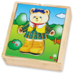 VIGA Drewniana Układanka Logiczna Puzzle Ubierz Misia Dziewczynkę - 001