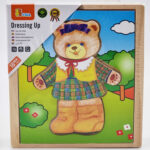 VIGA Drewniana Układanka Logiczna Puzzle Ubierz Misia Dziewczynkę - 005