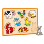 Drewniane puzzle sensoryczne zwierzęta wiejskie układanka klocki - Viga - 003