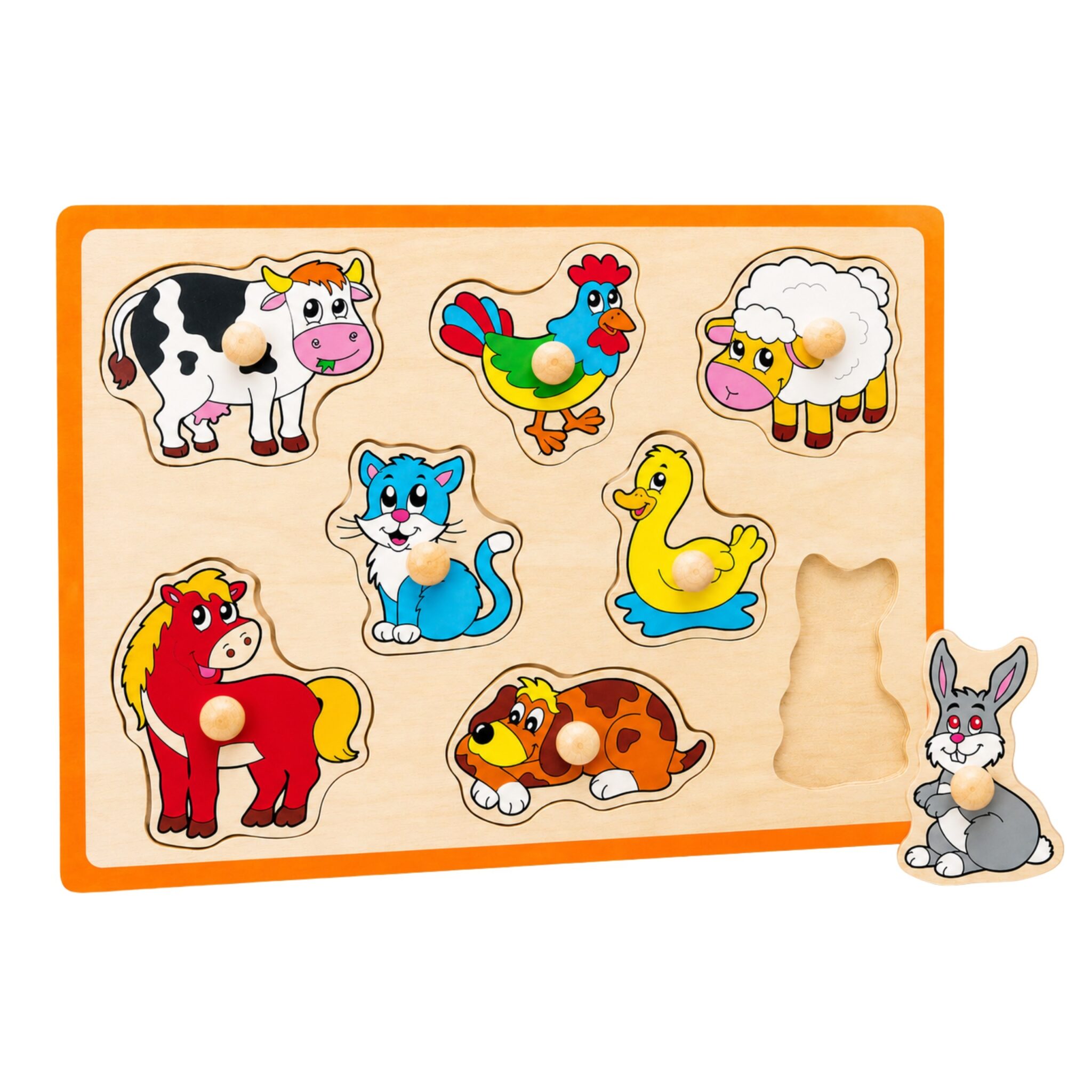Drewniane puzzle sensoryczne zwierzęta wiejskie układanka klocki - Viga - 003