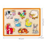 Drewniane puzzle sensoryczne zwierzęta wiejskie układanka klocki - Viga - 004