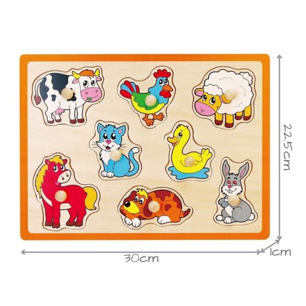 Drewniane puzzle sensoryczne zwierzęta wiejskie układanka klocki - Viga - 004