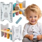 VIGA PolarB Drewniana Ławeczka Przebijanka Wbijanka z Młotkiem - Montessori - 001