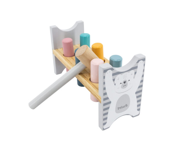 VIGA PolarB Drewniana Ławeczka Przebijanka Wbijanka z Młotkiem - Montessori - 006