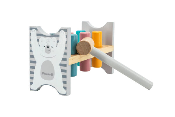 VIGA PolarB Drewniana Ławeczka Przebijanka Wbijanka z Młotkiem - Montessori - 009