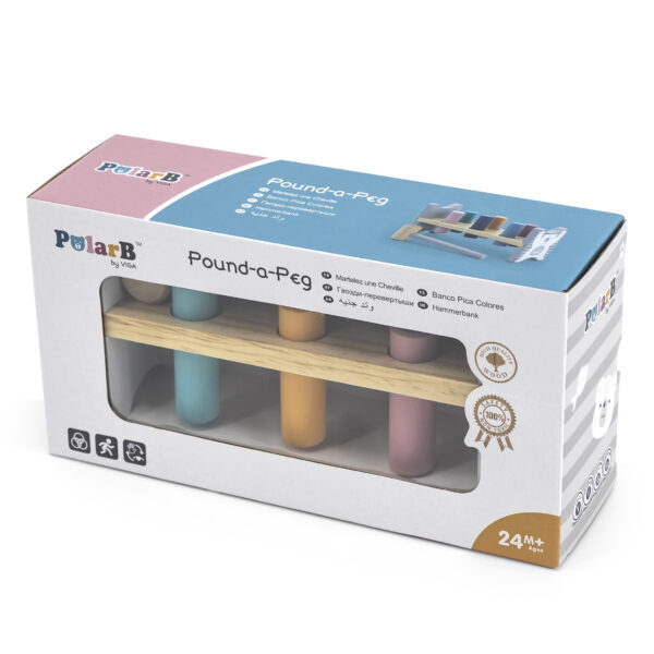 VIGA PolarB Drewniana Ławeczka Przebijanka Wbijanka z Młotkiem - Montessori - 010