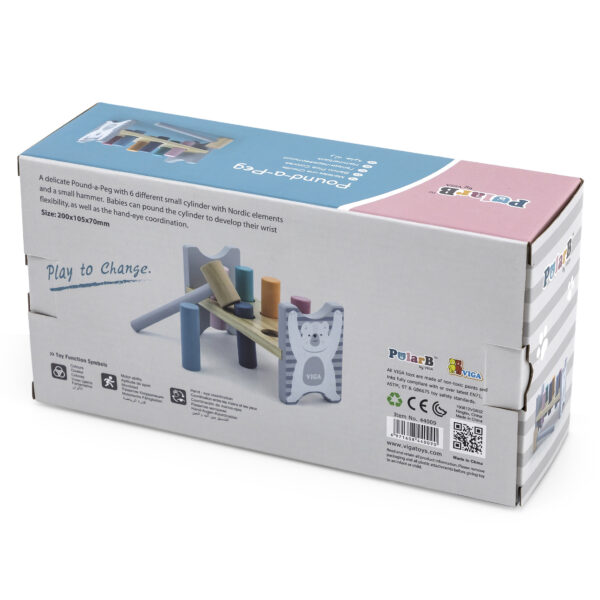 VIGA PolarB Drewniana Ławeczka Przebijanka Wbijanka z Młotkiem - Montessori - 011