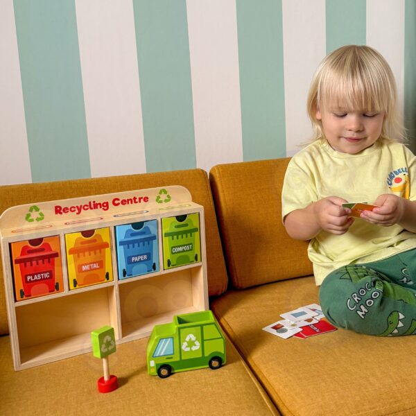 TOOKY TOY Drewniane Centrum Recyklingu Edukacyjny Sorter - 004
