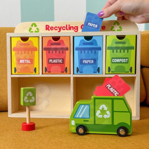 TOOKY TOY Drewniane Centrum Recyklingu Edukacyjny Sorter - 006