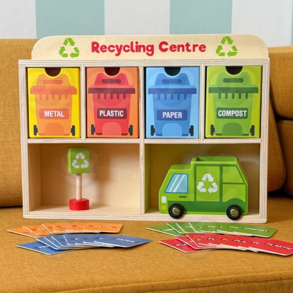 TOOKY TOY Drewniane Centrum Recyklingu Edukacyjny Sorter - 007