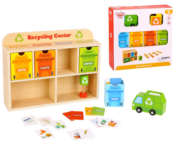 TOOKY TOY Drewniane Centrum Recyklingu Edukacyjny Sorter - 008