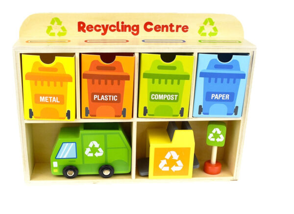 TOOKY TOY Drewniane Centrum Recyklingu Edukacyjny Sorter - 009