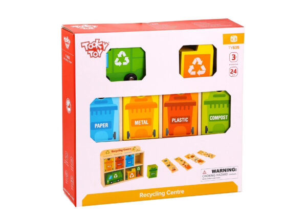 TOOKY TOY Drewniane Centrum Recyklingu Edukacyjny Sorter - 010