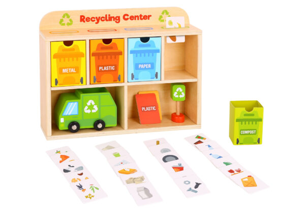 TOOKY TOY Drewniane Centrum Recyklingu Edukacyjny Sorter - 012