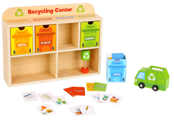 TOOKY TOY Drewniane Centrum Recyklingu Edukacyjny Sorter - 013