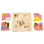 Poręczne puzzle drewniane Pszczoła 15x15 cm dla niemowląt - Viga - 003
