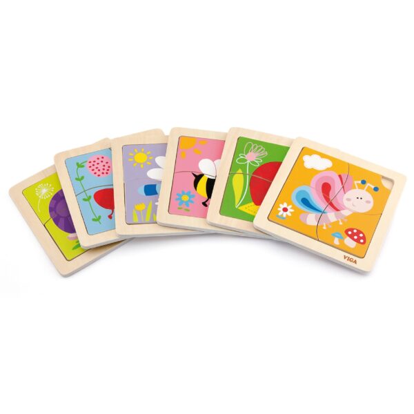 Poręczne puzzle drewniane Pszczoła 15x15 cm dla niemowląt - Viga - 005