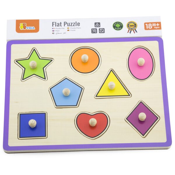 Moje pierwsze puzzle drewniane Viga Toys kształty z pinezką - 005