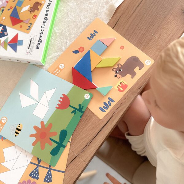 Układanka Magnetyczna Tangram 18 Elementów dla Dzieci 3+ - Tooky Toy - 009