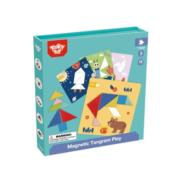 Układanka Magnetyczna Tangram 18 Elementów dla Dzieci 3+ - Tooky Toy - 015