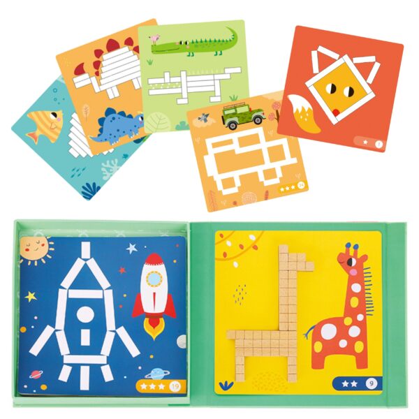 Magnetyczna gra logiczna układanka 3D klocki edukacyjne 49 el. - Tooky Toy - 007