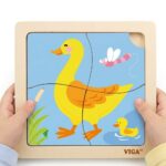 VIGA Poręczne Drewniane Puzzle Kaczuszka Układanka 4 elementy - 001