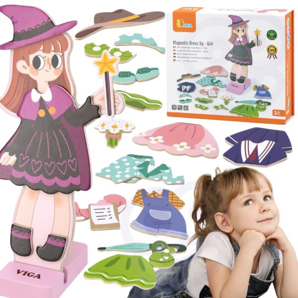 export Magnetyczna Ubieranka dla Dzieci Drewniane Puzzle Kreatywne Viga