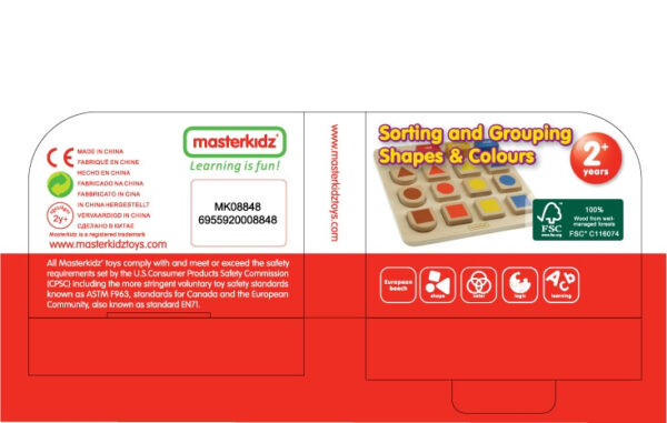 Multiedukacyjny Sorter Drewniany Masterkidz – Tablica Kognitywna STEM 3+ - 007