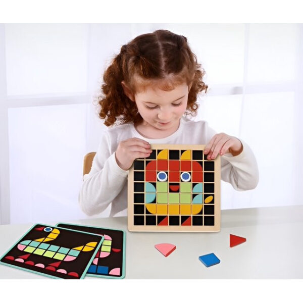 Układanka Geometryczna Montessori Mozaika Kolory Tooky Toy - 009