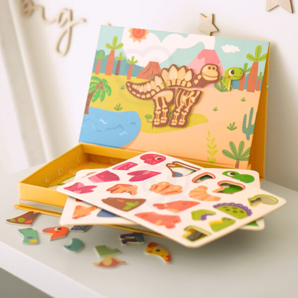 Dinozaury Puzzle Magnetyczne w Pudełku Kreatywny Zestaw Tooky Toy - 004