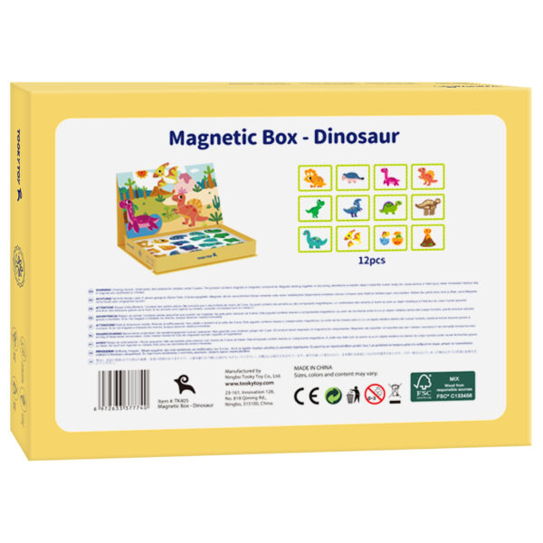 Dinozaury Puzzle Magnetyczne w Pudełku Kreatywny Zestaw Tooky Toy - 011