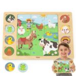 VIGA Drewniane Puzzle Odgadnij Po Cieniu - Farma Układanka 17 el. - 001