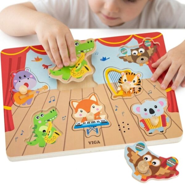 VIGA Puzzle Dźwiękowe Dopasuj Muzykujące Zwierzęta - 011