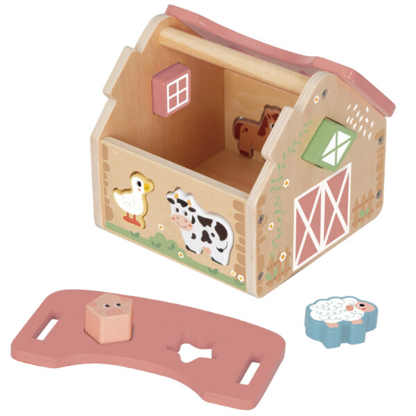 Drewniana farma sorter kształtów zwierzątka 13 el. 18m+ - WOOPIE GREEN - 008