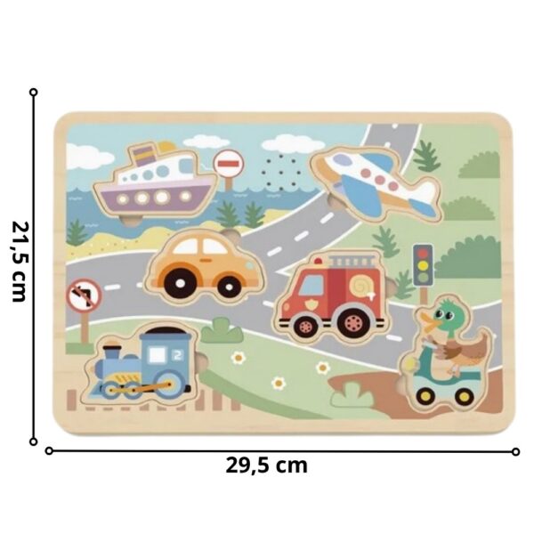 Drewniane Puzzle z Dźwiękiem Tooky Toy - Pierwsze Auta i Syreny - 004