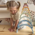 Pastelowa Drewniana Tęcza Tooky Toy - Kreatywne Klocki Montessori - 002