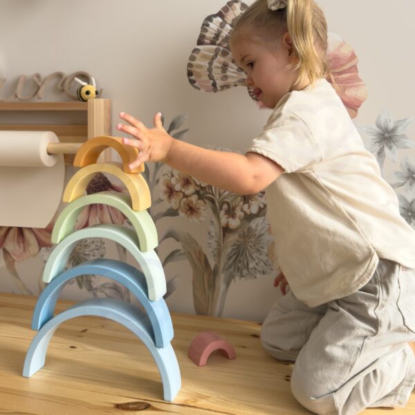 Pastelowa Drewniana Tęcza Tooky Toy - Kreatywne Klocki Montessori - 003