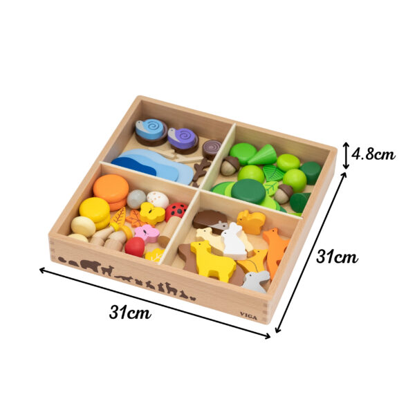 Klocki Drewniane Leśne Opowieści Viga – Układanka Sorter Montessori 58 szt. - 009