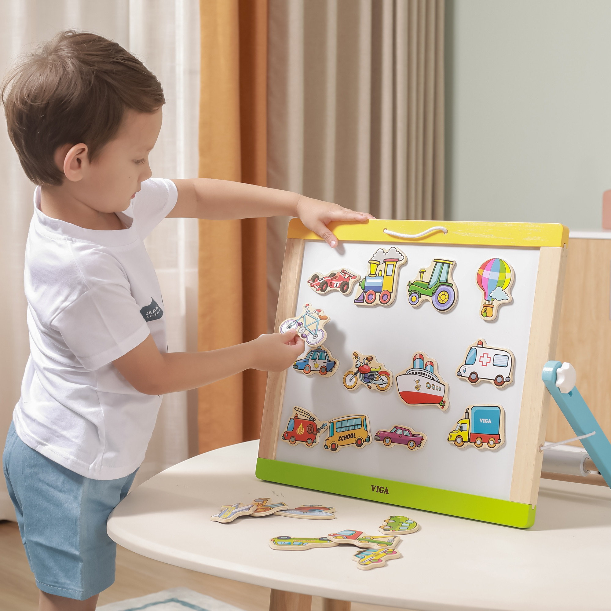 Drewniane Magnesy Pojazdy 20 szt. Lądowe Wodne Powietrzne 18m+ - VIGA" - 002