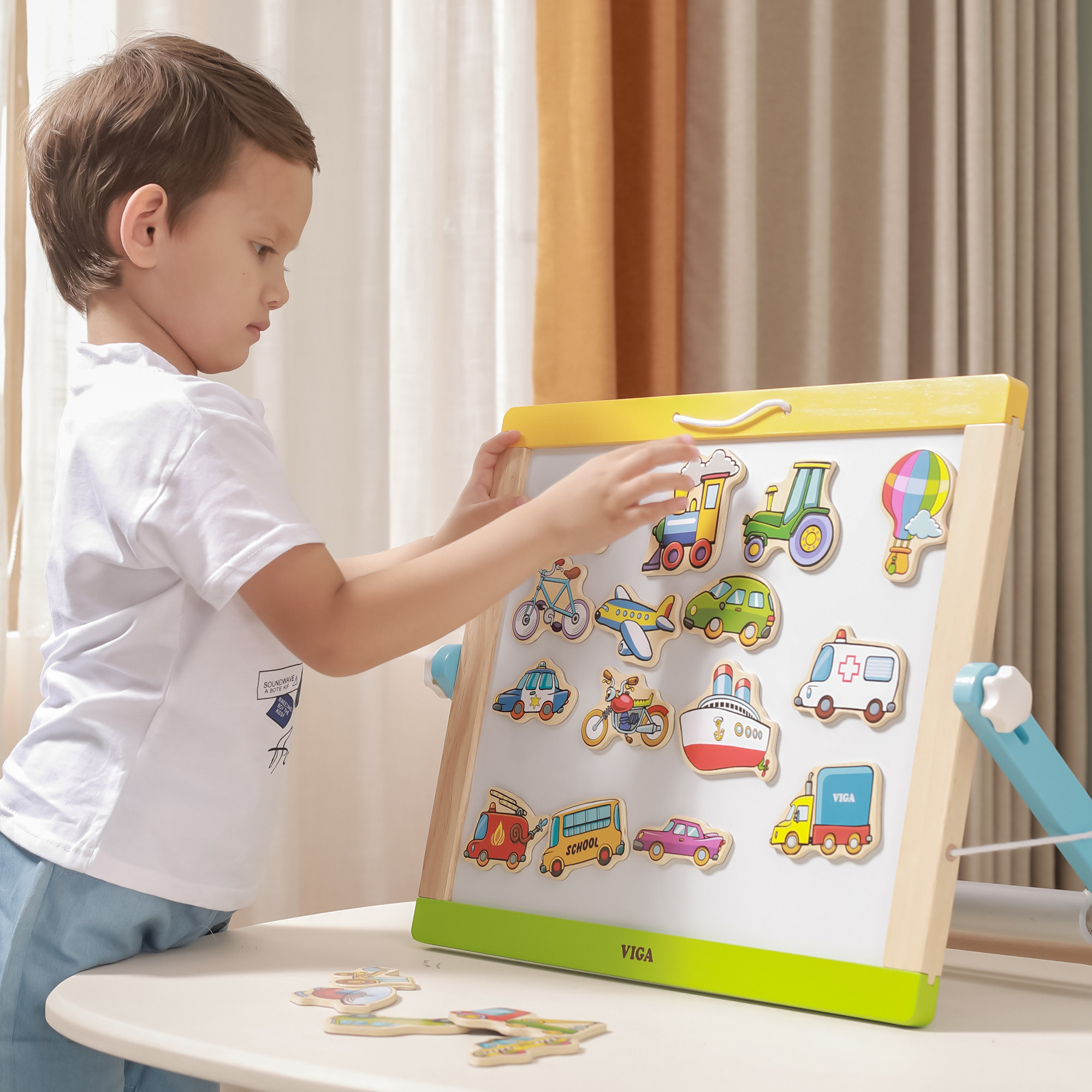 Drewniane Magnesy Pojazdy 20 szt. Lądowe Wodne Powietrzne 18m+ - VIGA" - 003