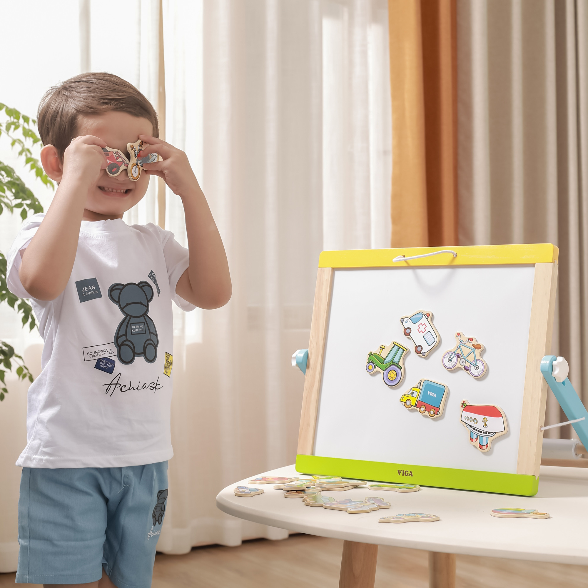 Drewniane Magnesy Pojazdy 20 szt. Lądowe Wodne Powietrzne 18m+ - VIGA" - 004