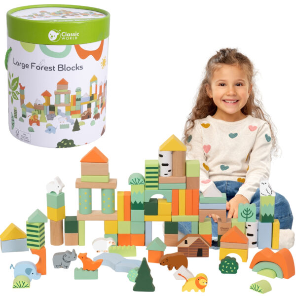 export Klocki Drewniane 100 el Leśny Świat Edukacyjne Konstrukcje Classic World