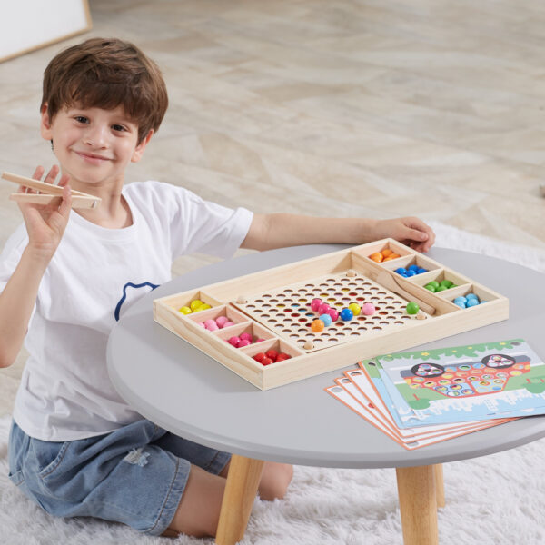 Układanka Montessori drewniane kulki z pincetą i łyżką - Viga Toys - 010