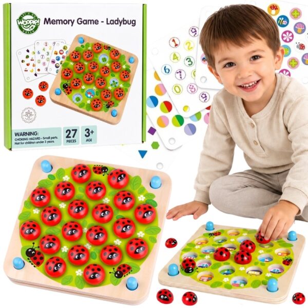 export Gra Memory Montessori Drewniana Biedronka Woopie seria Green