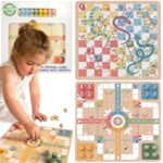 Gra planszowa 2w1 Chińczyk Węże i Drabiny drewniana 3+ - WOOPIE GREEN - 001