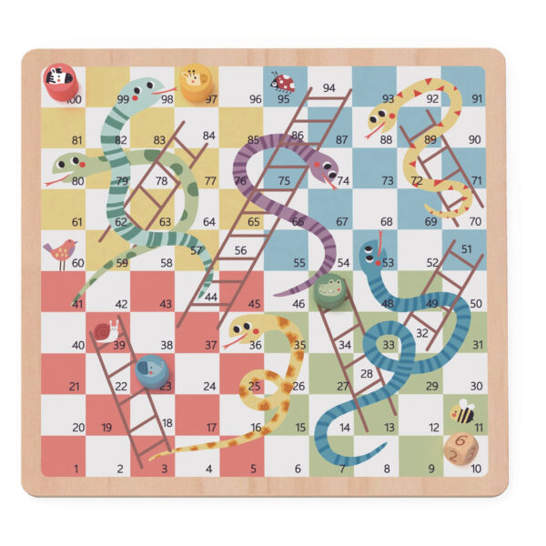 Gra planszowa 2w1 Chińczyk Węże i Drabiny drewniana 3+ - WOOPIE GREEN - 011